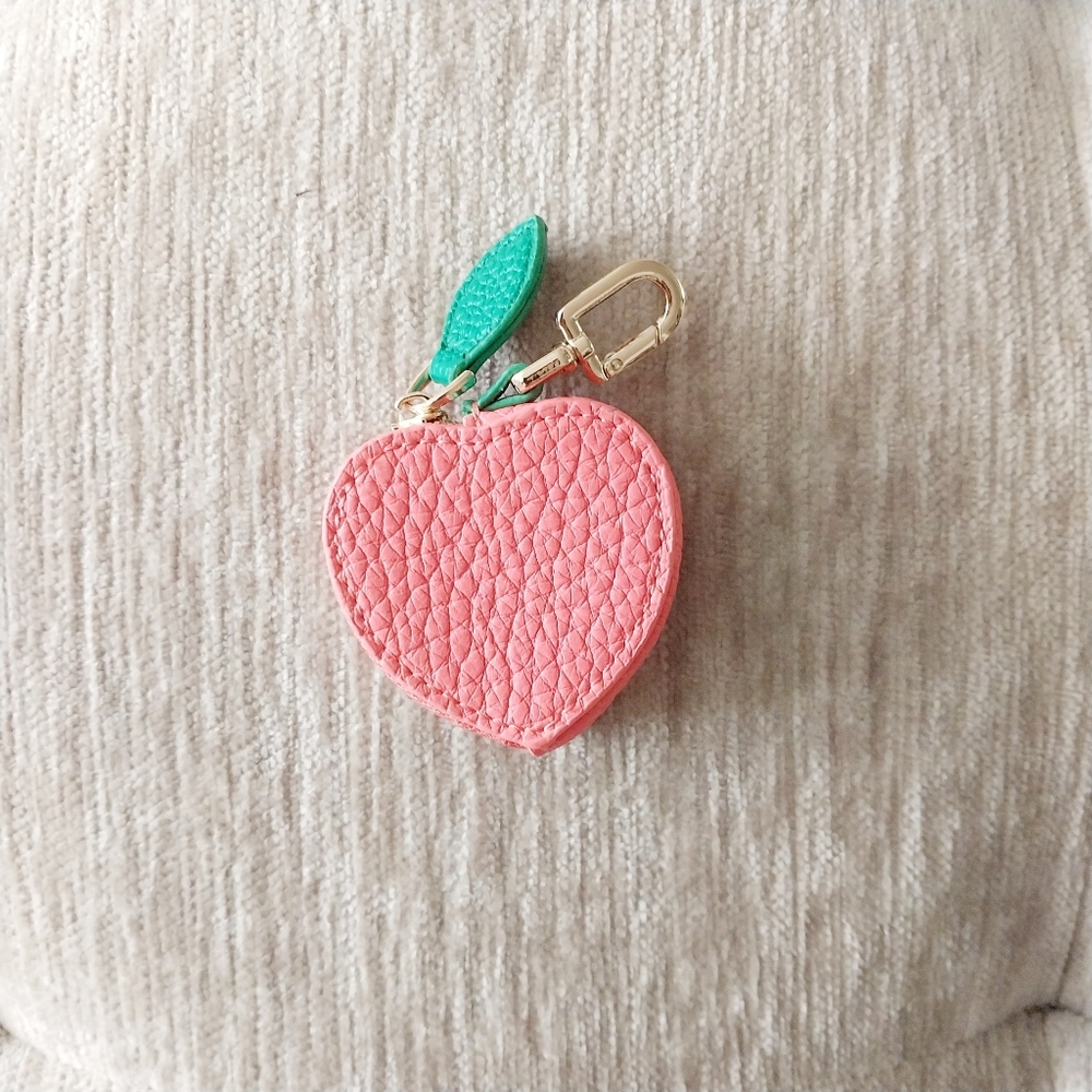 LAST ONE! PEACH Bag Charm Coin Purse Keychain Peach - Picture 2 of 5